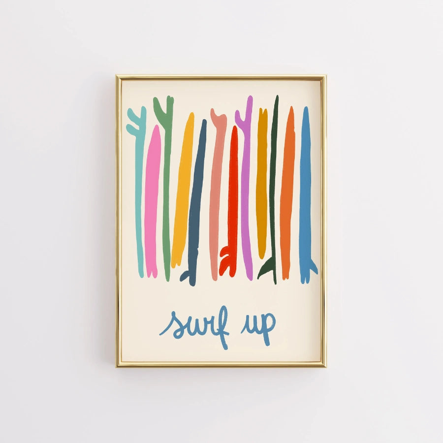 Surf Up Wall Art - Colorful Surfboard Poster