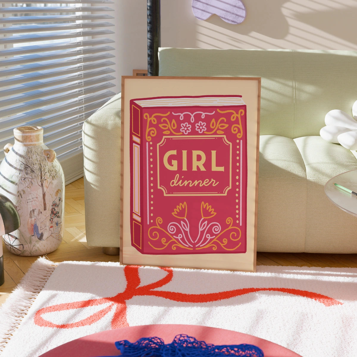 Girl Dinner Book Print – Funny Feminine Wall Art