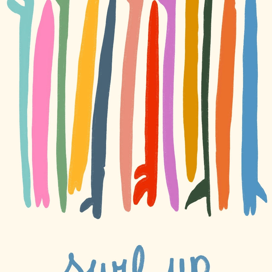 Surf Up Wall Art - Colorful Surfboard Poster