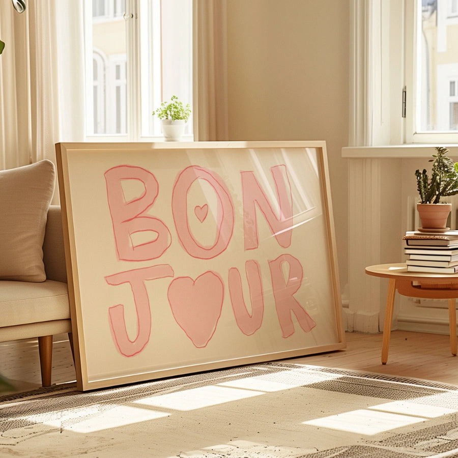Bonjour Wandbild – Französisches Wortposter