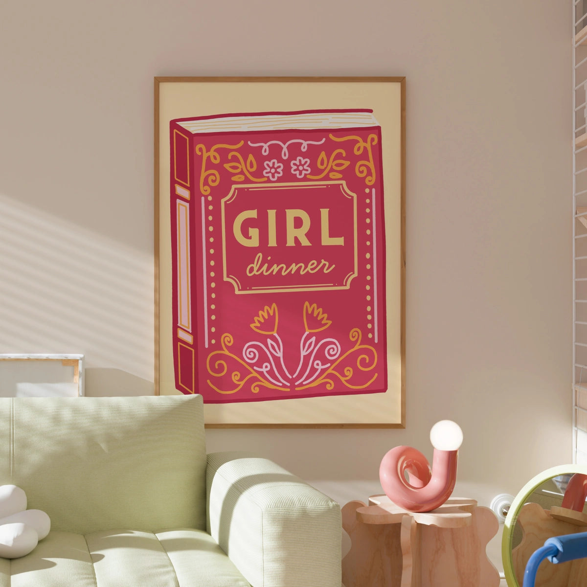 Girl Dinner Book Print – Funny Feminine Wall Art