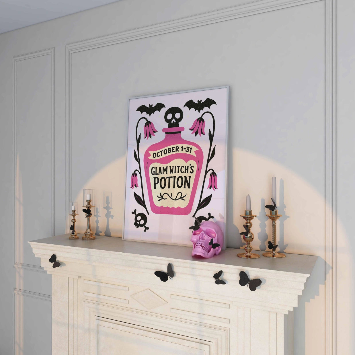 Glam Witch’s Potion Print – Pink Halloween Wall Art
