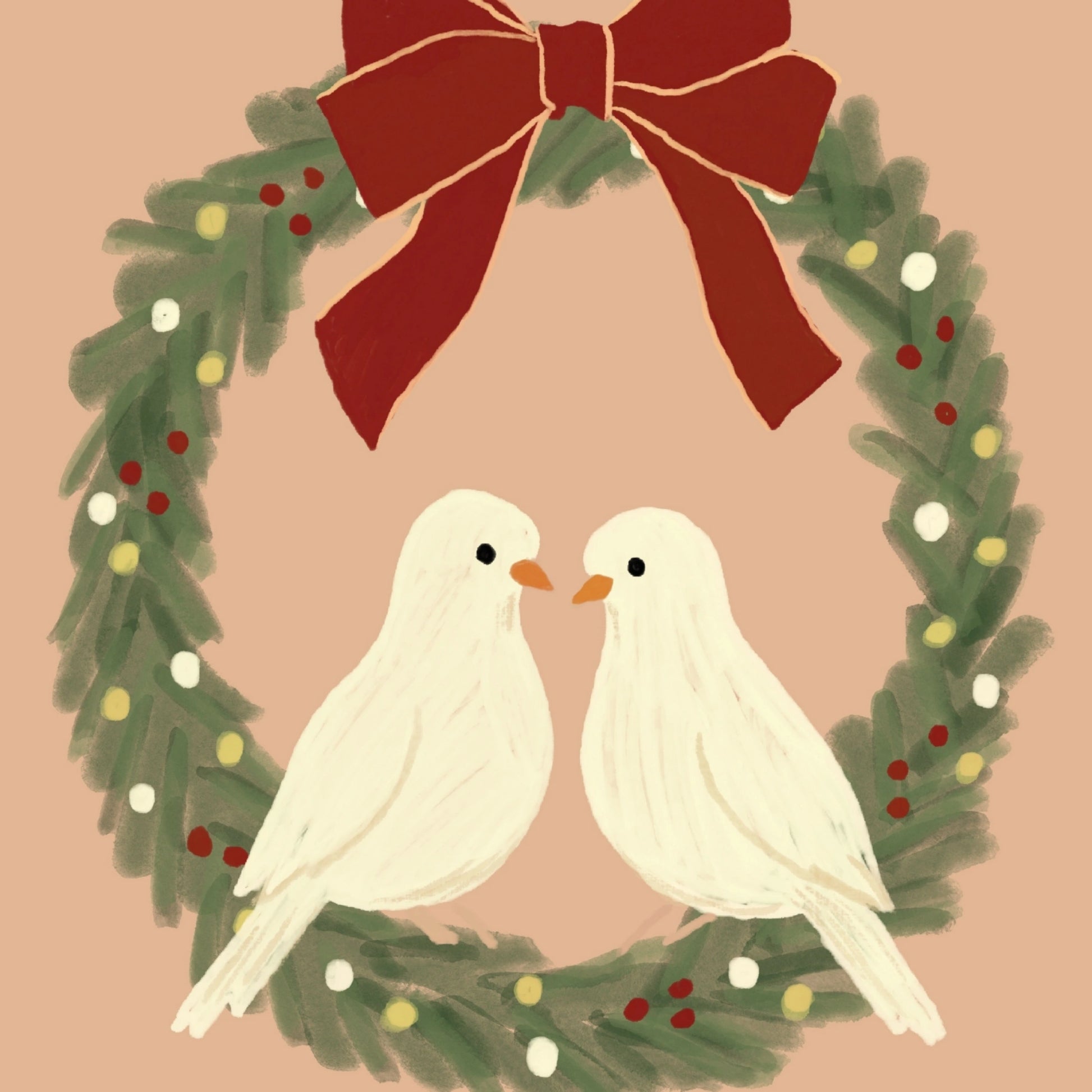 Christmas Wreath with Doves Wall Art