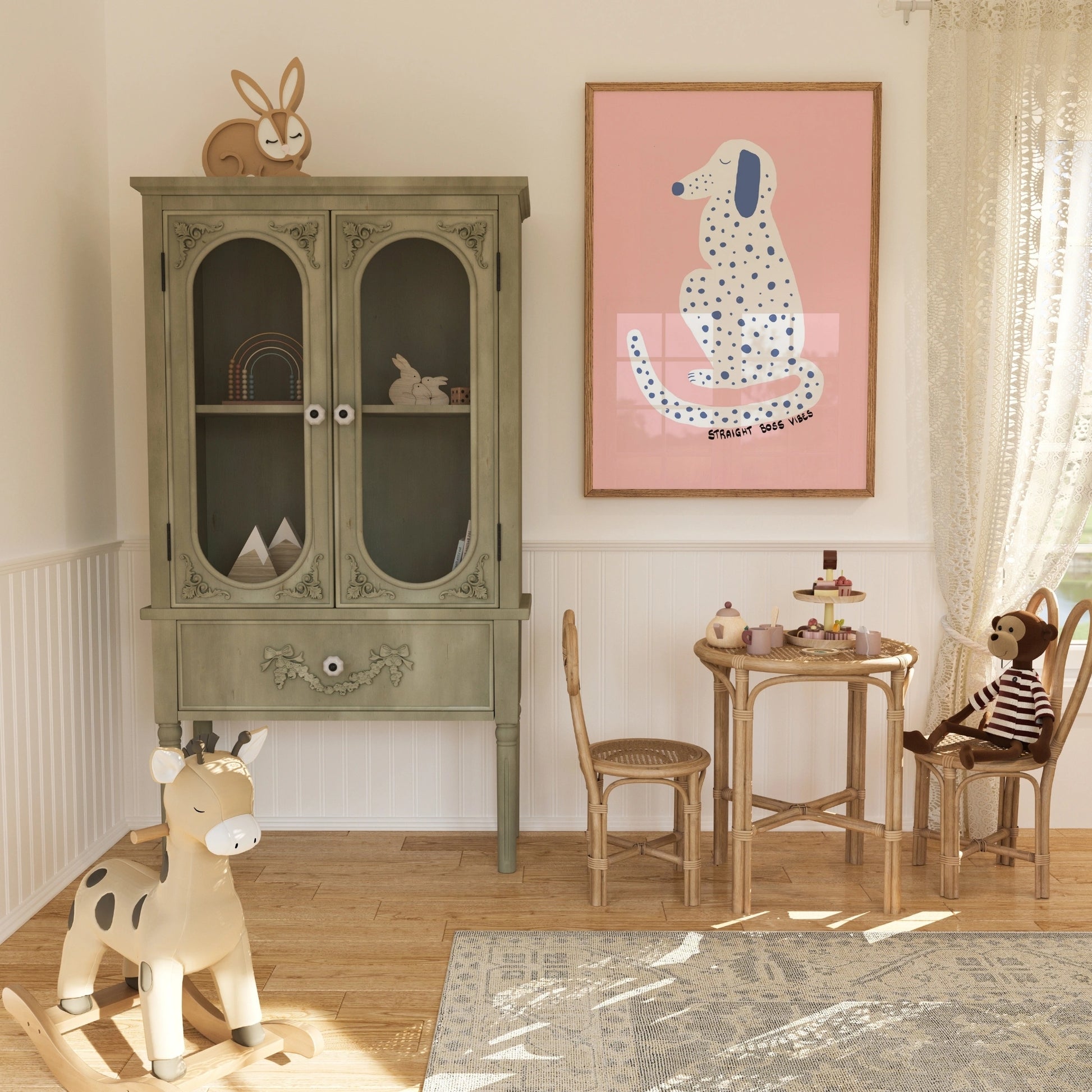 Boss Vibes Hunde-Kunstdruck – Niedliche rosa Wanddeko fürs Kinderzimmer