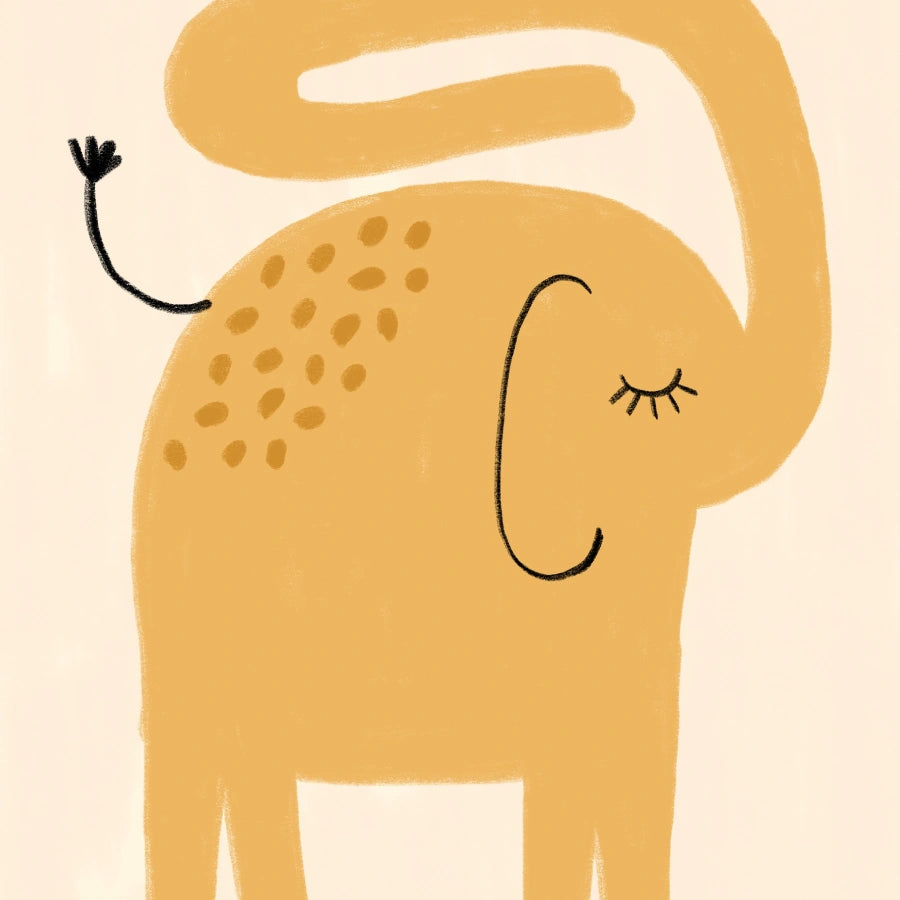 Orange Elephant Wall Art – Minimalist Nursery Poster