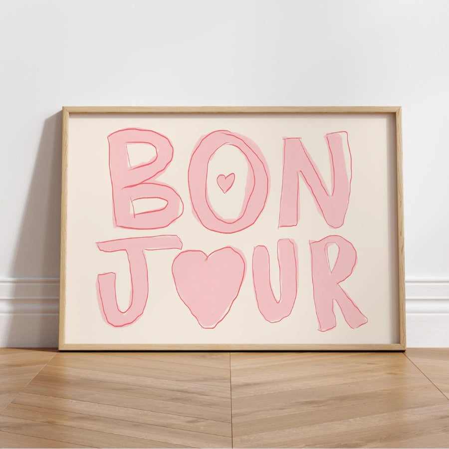 Bonjour Wandbild – Französisches Wortposter