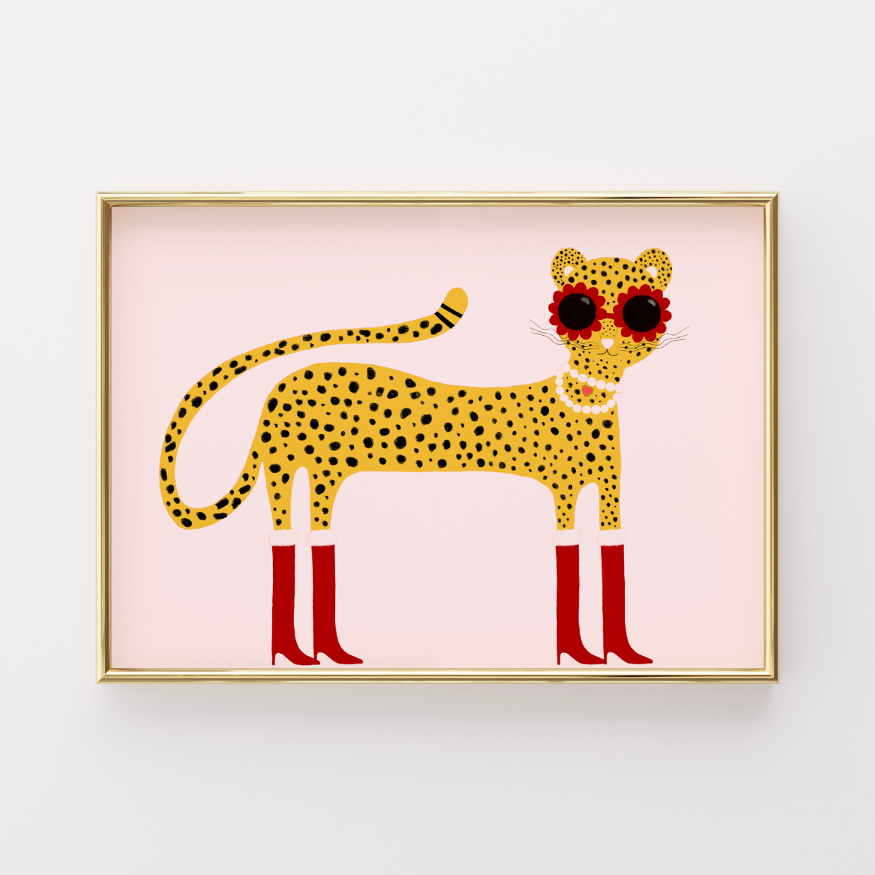 Cooler rosa Geparden-Print – Lustige Tier-Wanddeko für Kinder