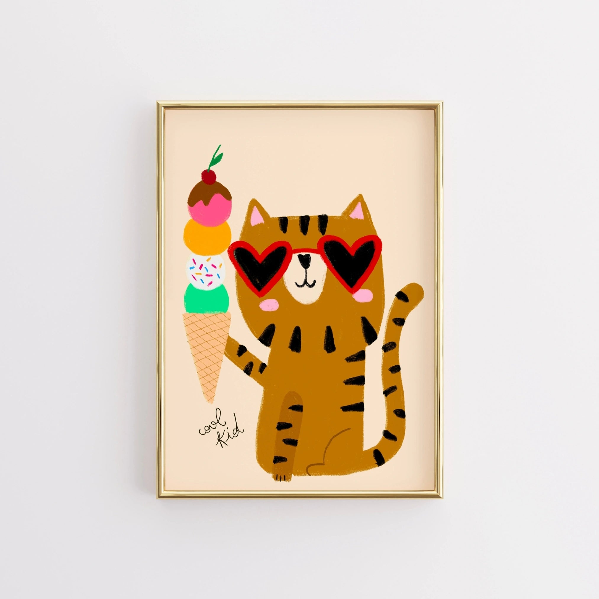 Cool Cat Wall Art – Fun Ice Cream Poster