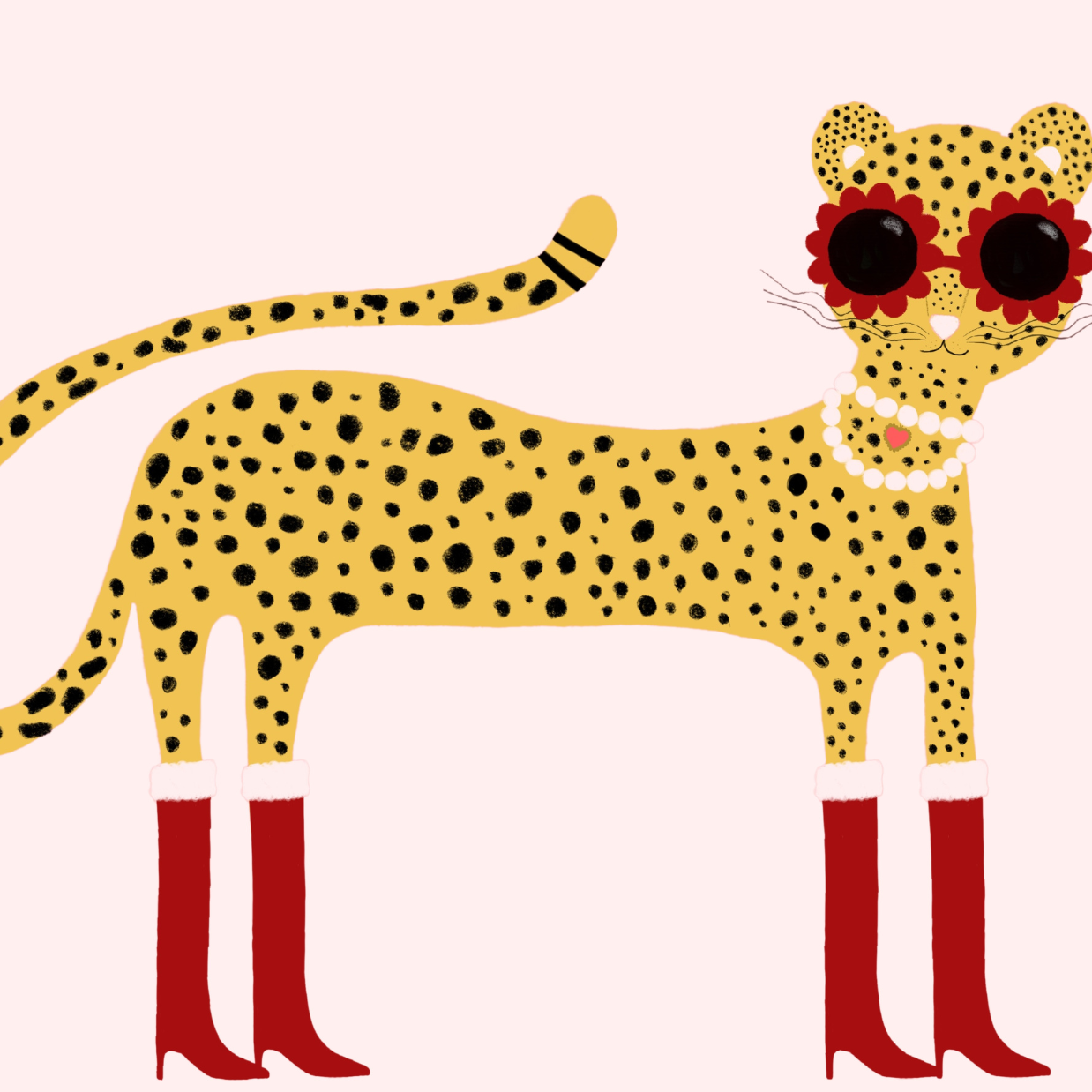 Cooler rosa Geparden-Print – Lustige Tier-Wanddeko für Kinder