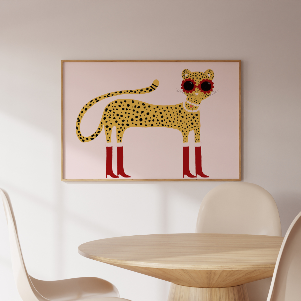 Cooler rosa Geparden-Print – Lustige Tier-Wanddeko für Kinder