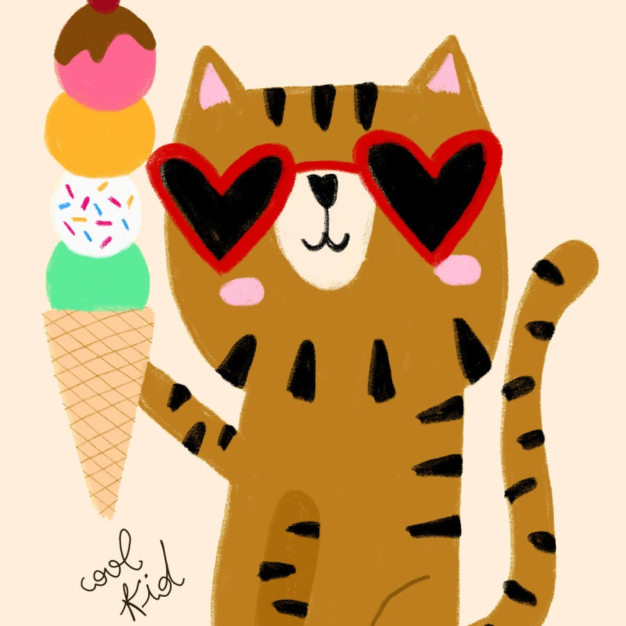 Cool Cat Wall Art – Fun Ice Cream Poster