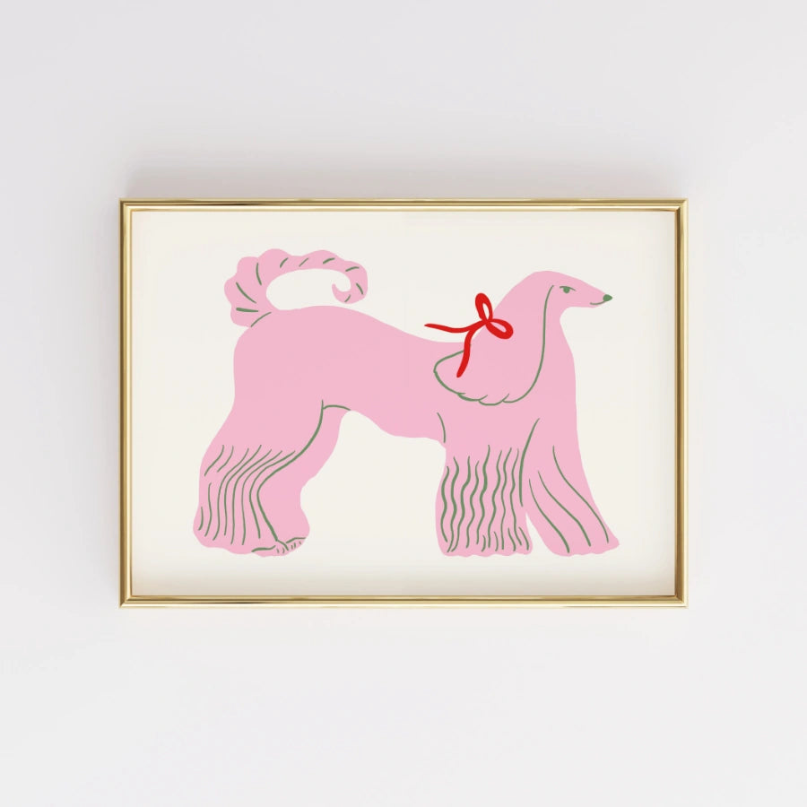 Wandbild mit rosa Pudel – Niedlicher Hunde-Print fürs Mädchenzimmer