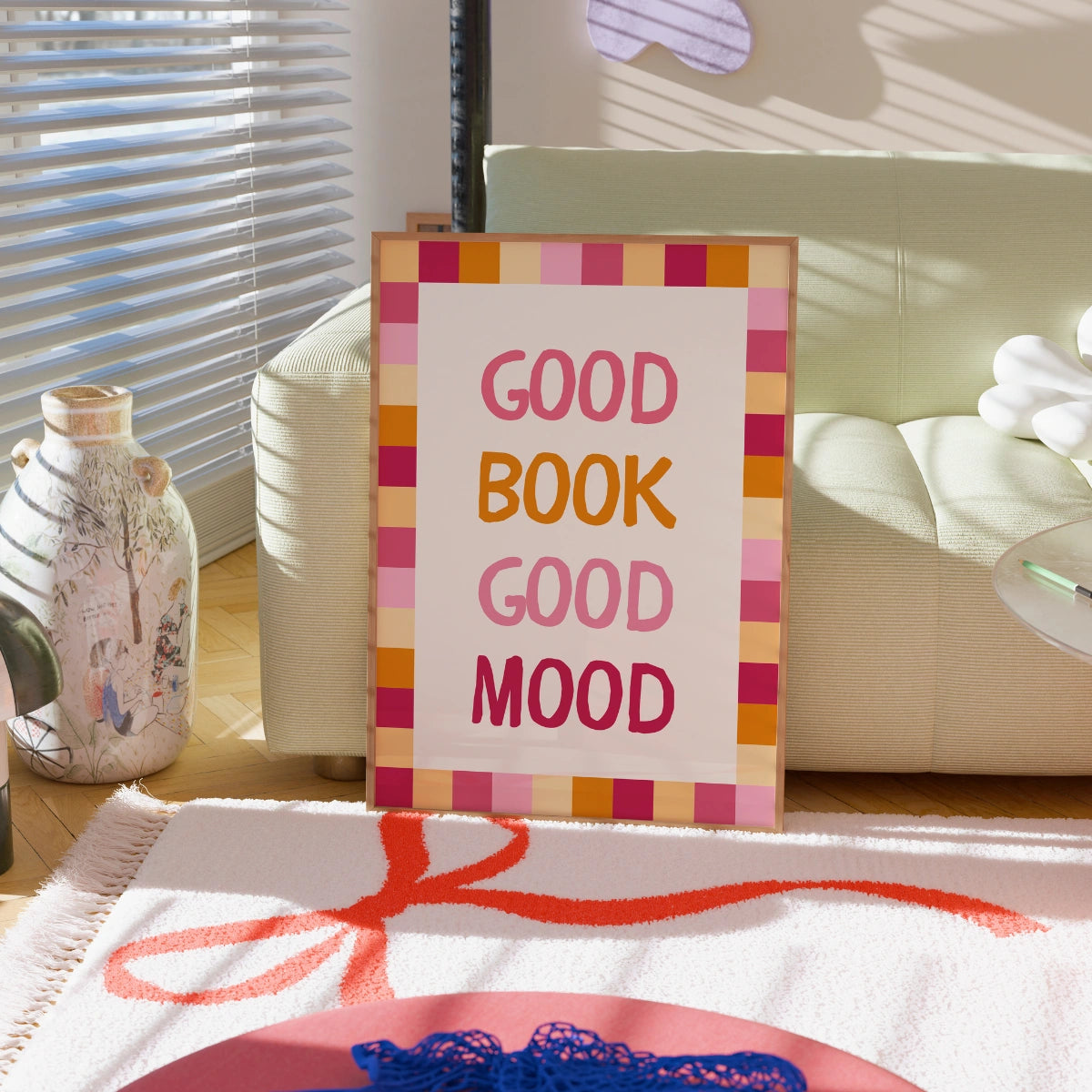 Good Book Good Mood Print – Colorful Book Lover Wall Art