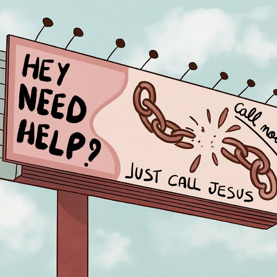Ehi, ho bisogno di aiuto? Chiama Gesù. Wall Art - Divertente stampa di un cartello stradale cristiano.