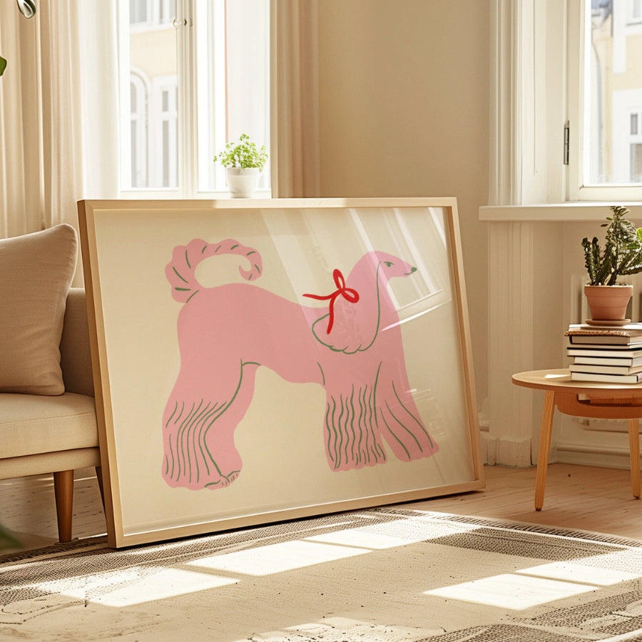 Wandbild mit rosa Pudel – Niedlicher Hunde-Print fürs Mädchenzimmer