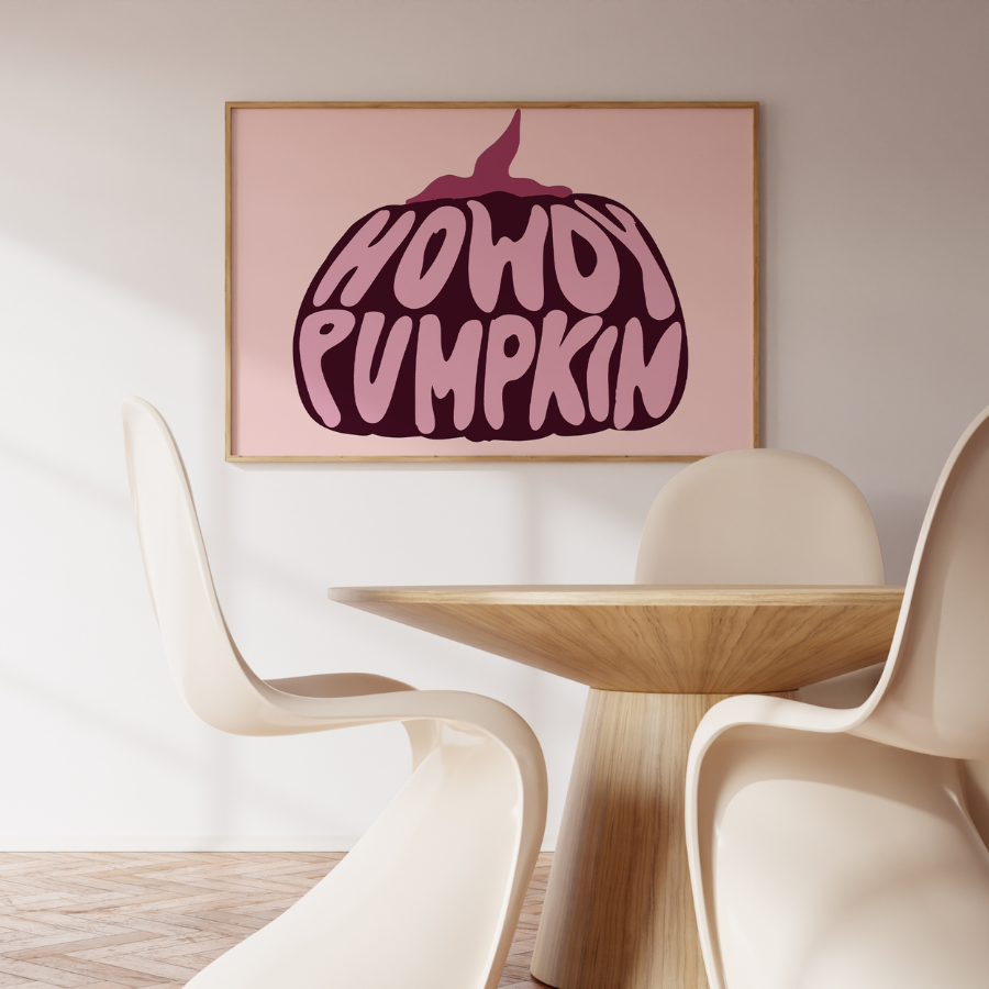 Wandbild „Howdy Pumpkin“ – Niedliche Halloween-Dekoration
