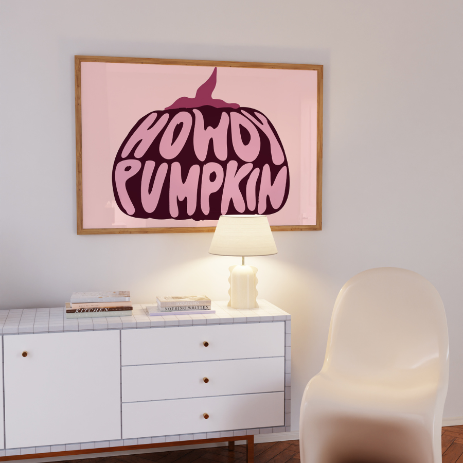 Wandbild „Howdy Pumpkin“ – Niedliche Halloween-Dekoration