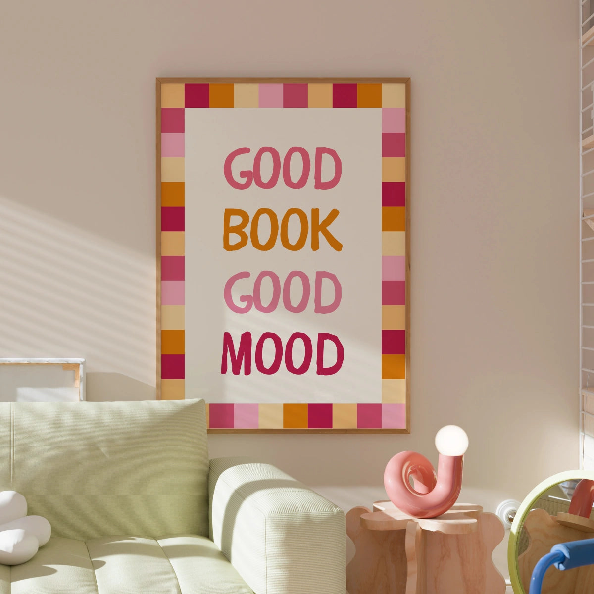 Good Book Good Mood Print – Colorful Book Lover Wall Art