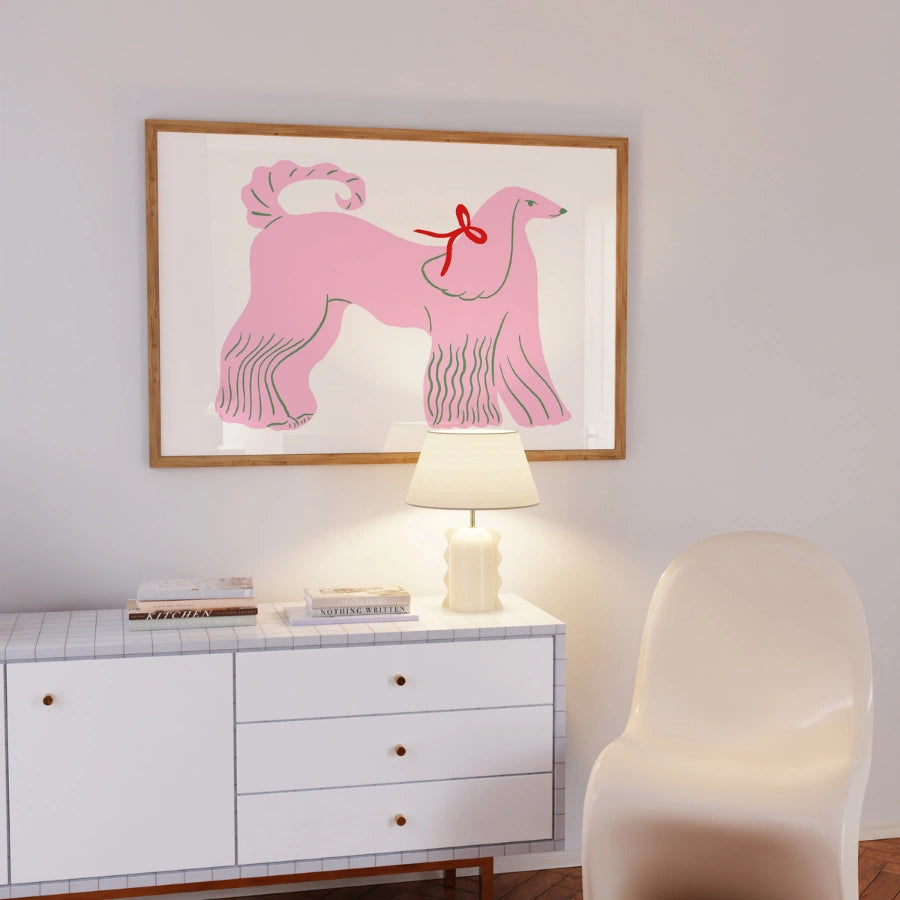 Wandbild mit rosa Pudel – Niedlicher Hunde-Print fürs Mädchenzimmer