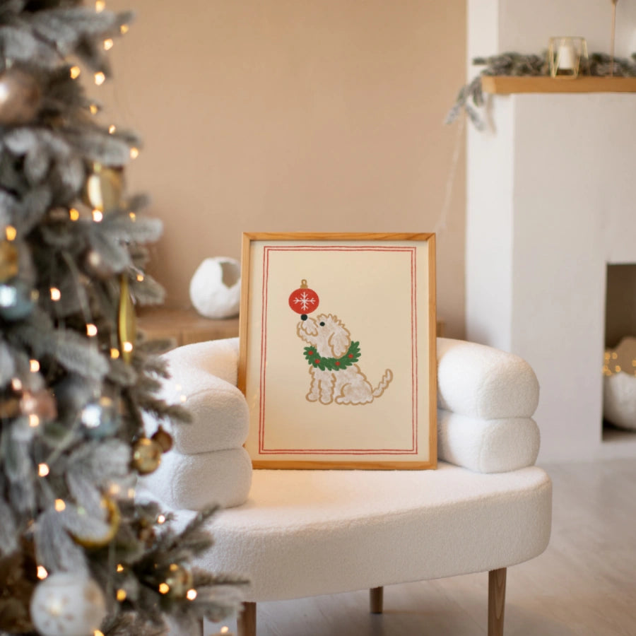 Christmas Dog Wall Art - Cute Holiday Pet Print
