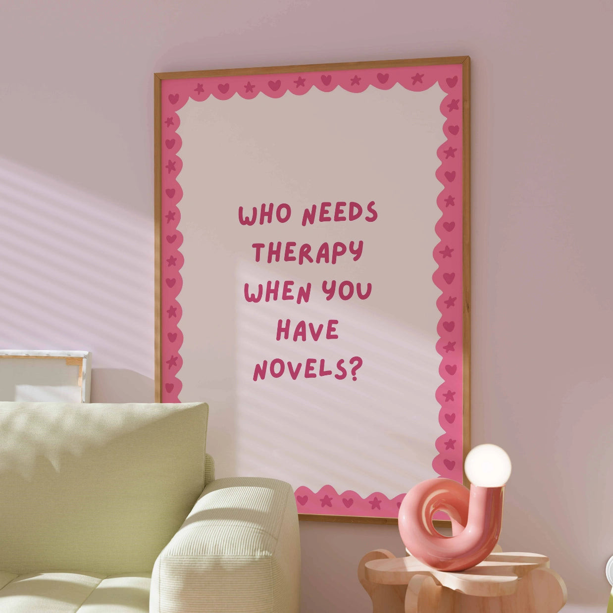 Who Needs Therapy  – Pink Bookish Print