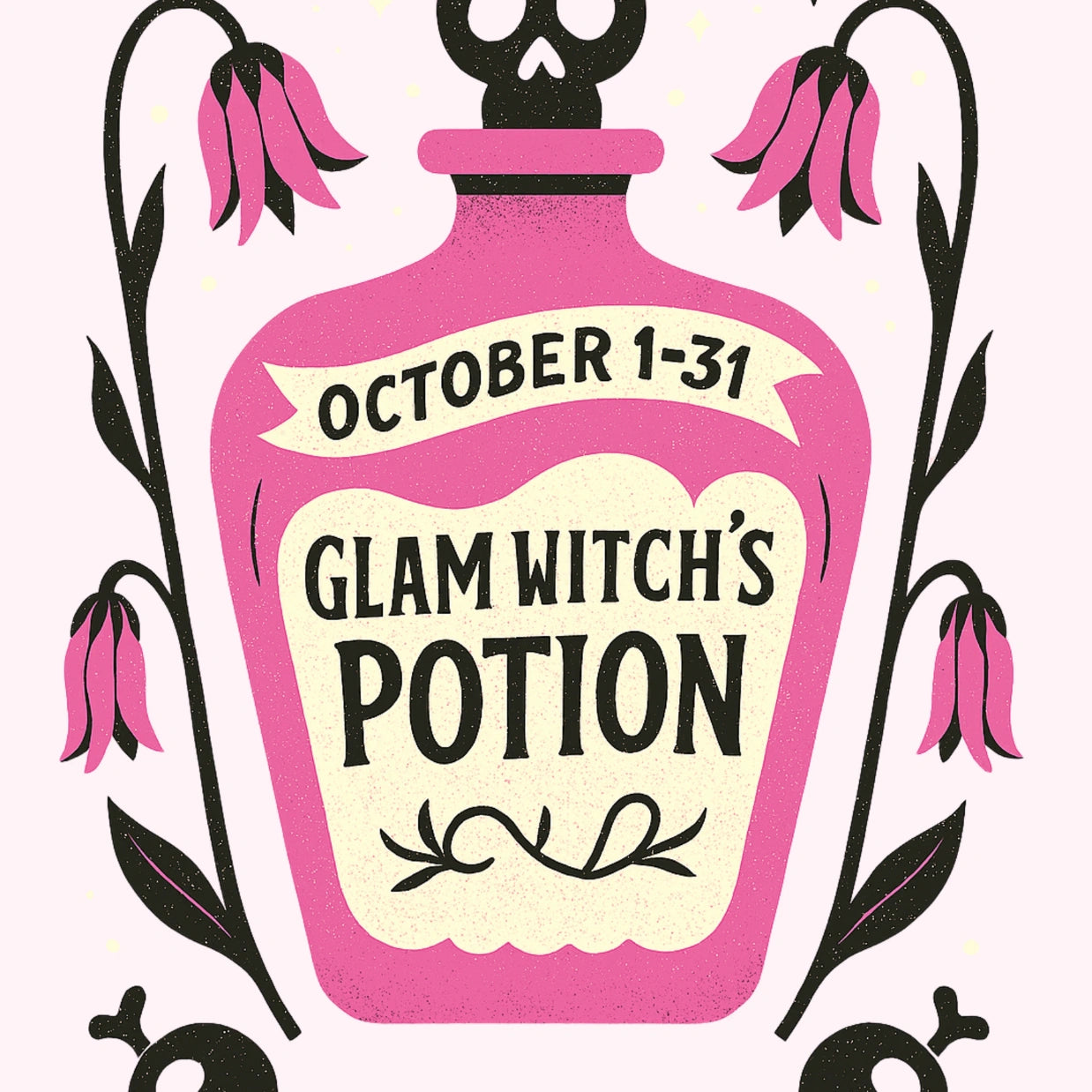 Glam Witch’s Potion Print – Pink Halloween Wall Art