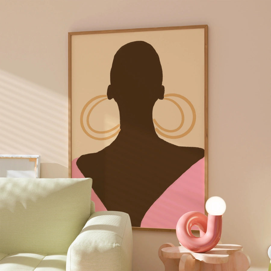 Bold Silhouette Boho Wall Art – Minimal Chic Portrait