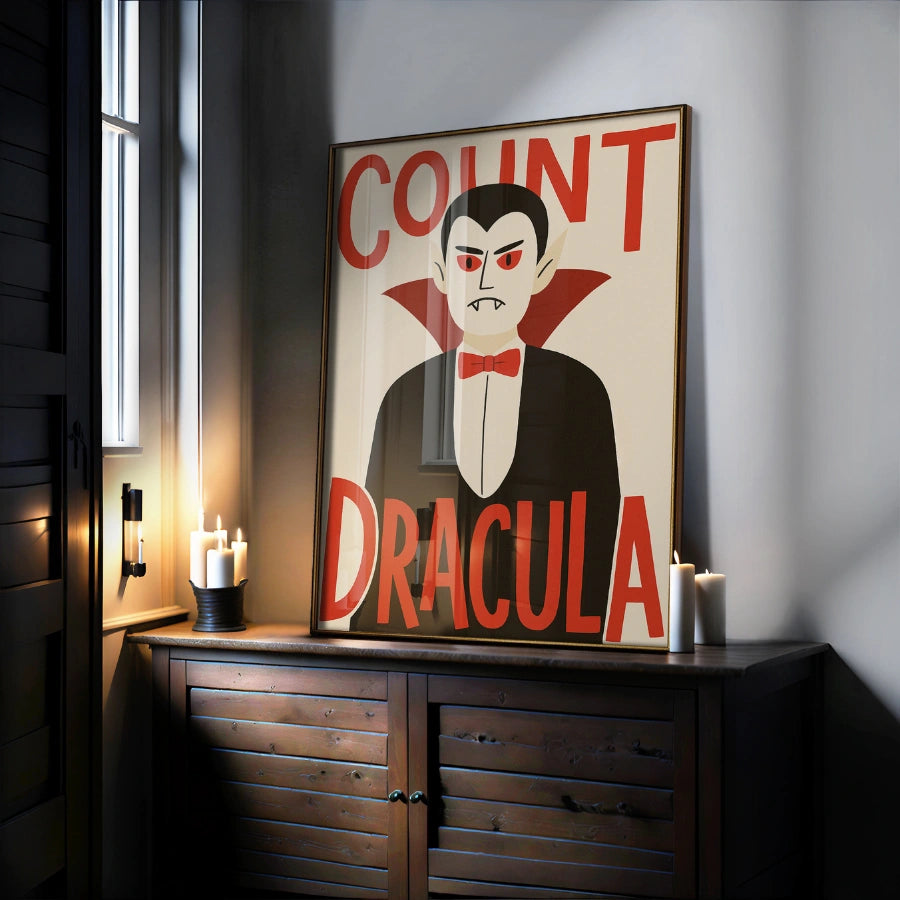 Graf Dracula Halloween-Druck – Lustige Vampir-Wandkunst