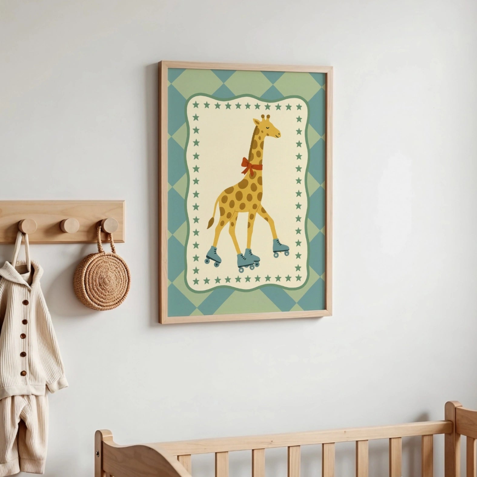 Rollschuhfahrende Giraffe