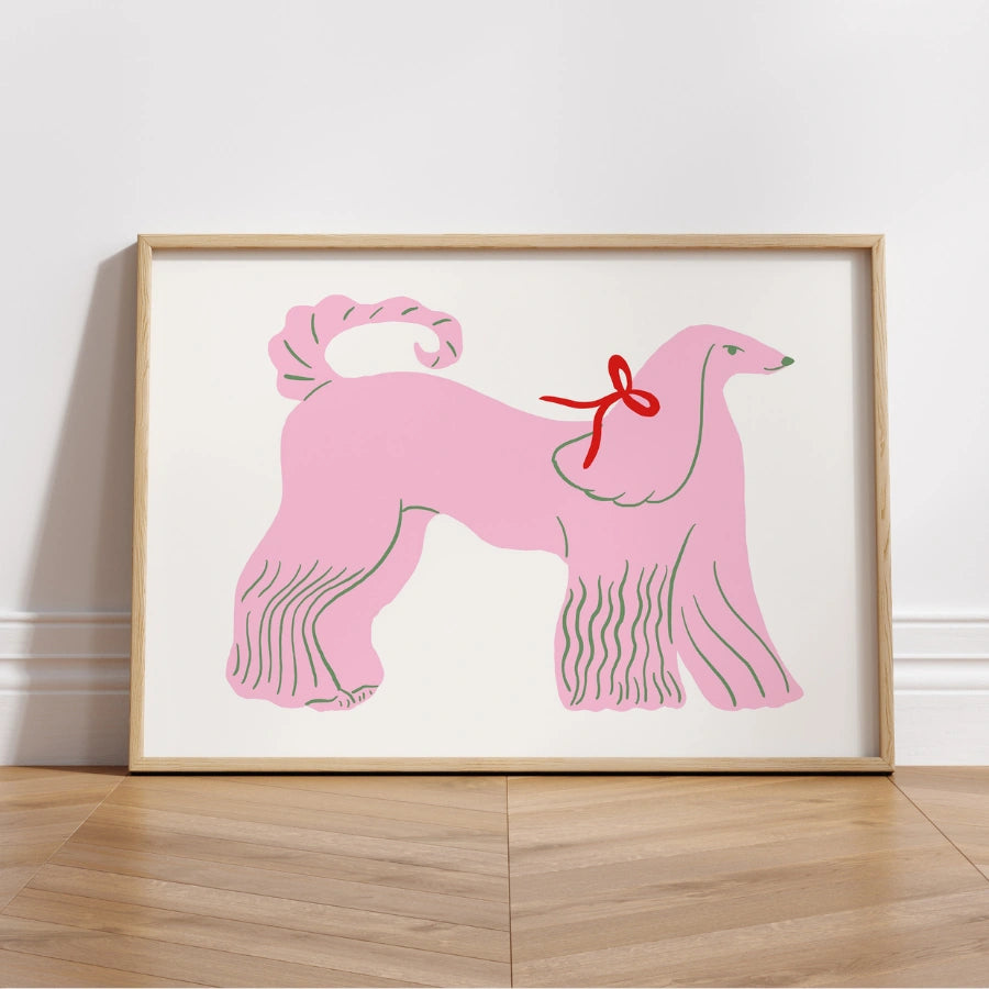 Wandbild mit rosa Pudel – Niedlicher Hunde-Print fürs Mädchenzimmer