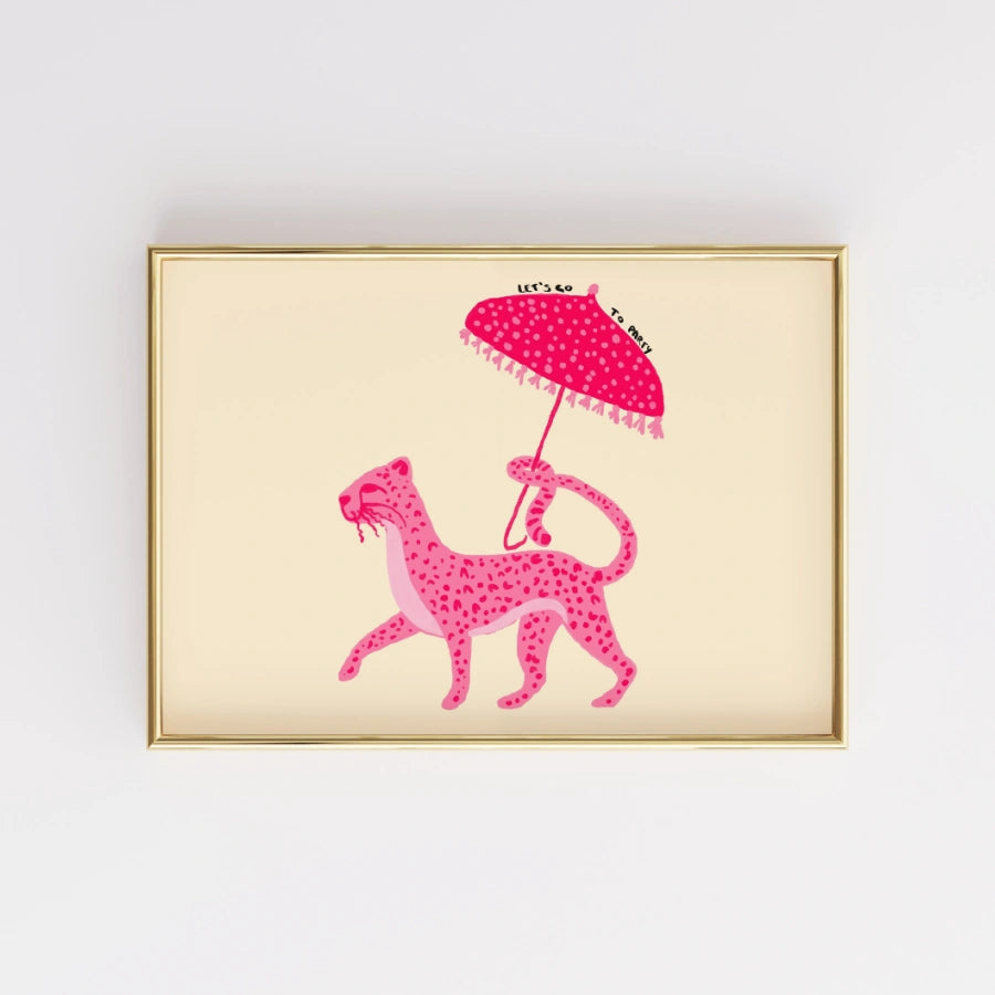 Wandbild „Pariser rosa Leopard“ – Ausgefallener maximalistischer Tierdruck