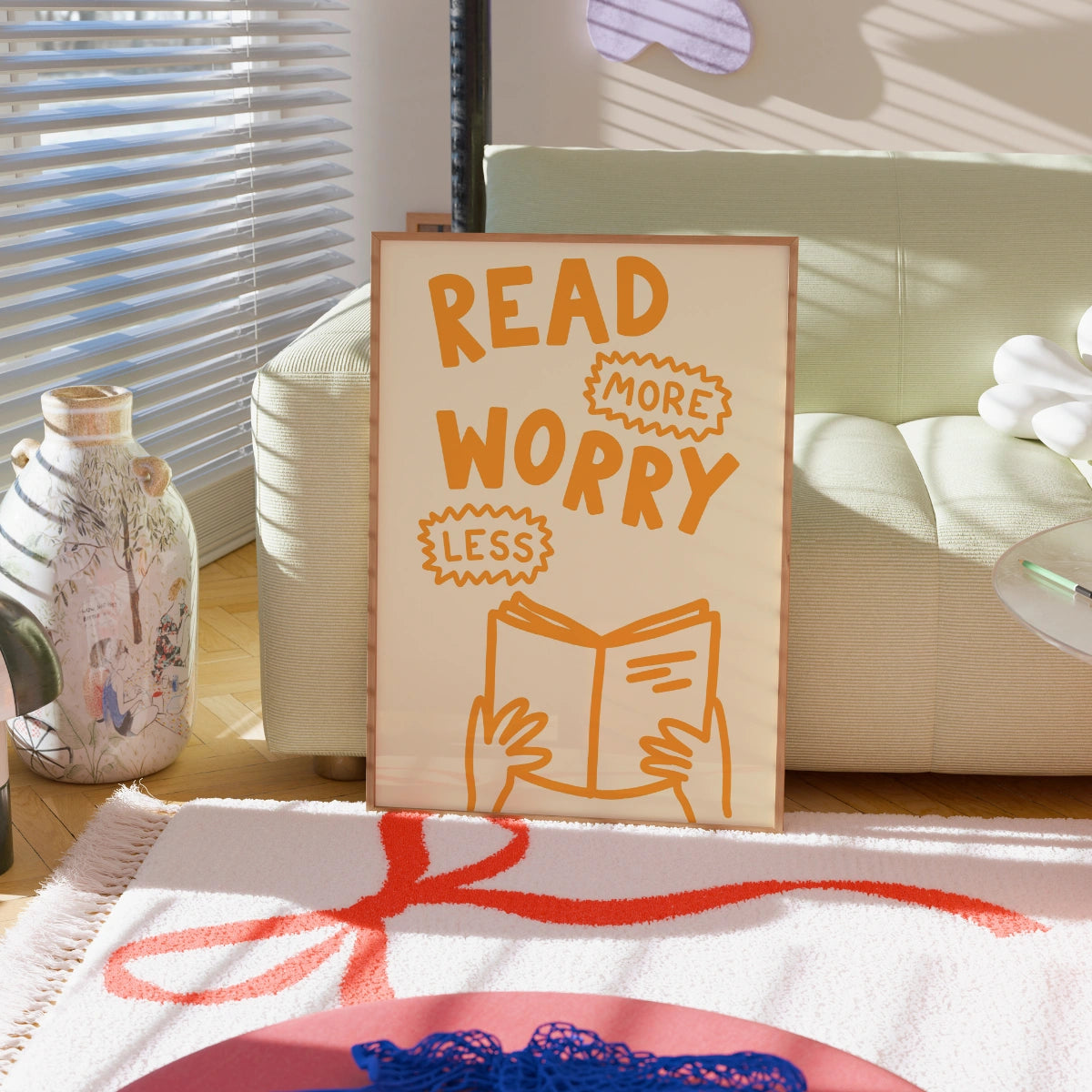 Read More Worry Less Print – Fun Book Lover Wall Art