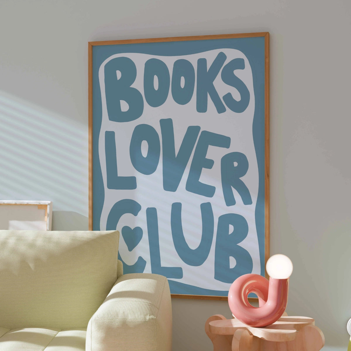 Books Lover Club Wall Art – Blue Aesthetic Print