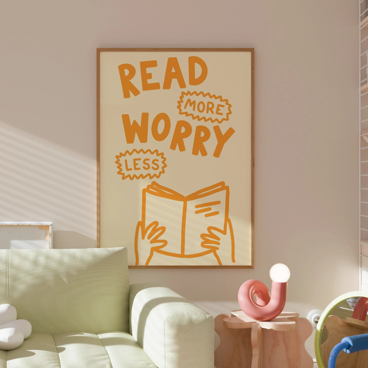 Read More Worry Less Print – Fun Book Lover Wall Art