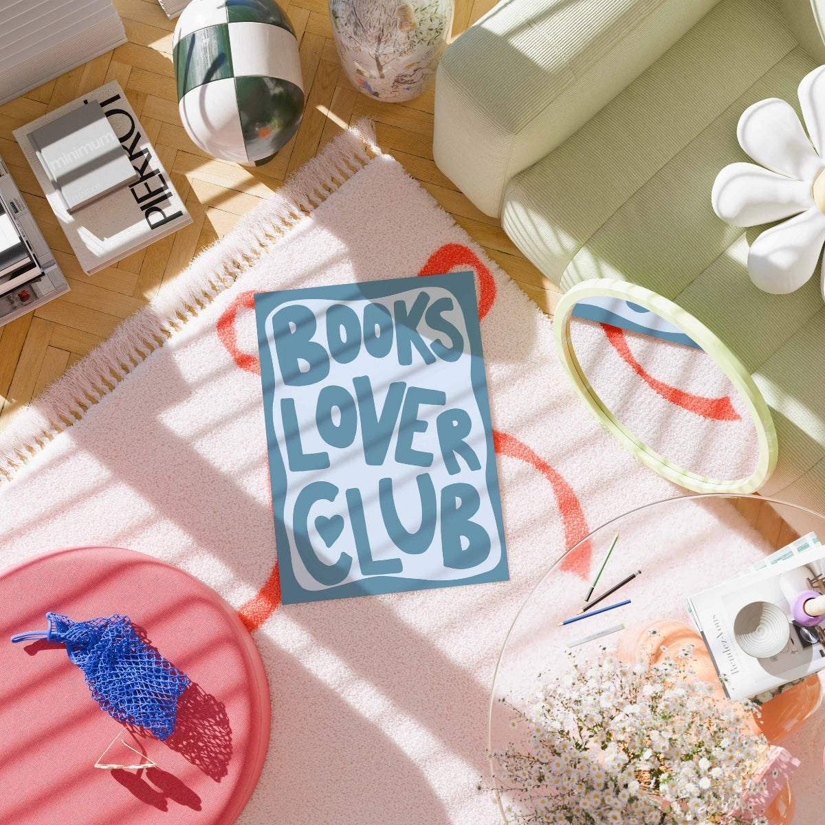 Books Lover Club Wall Art – Blue Aesthetic Print
