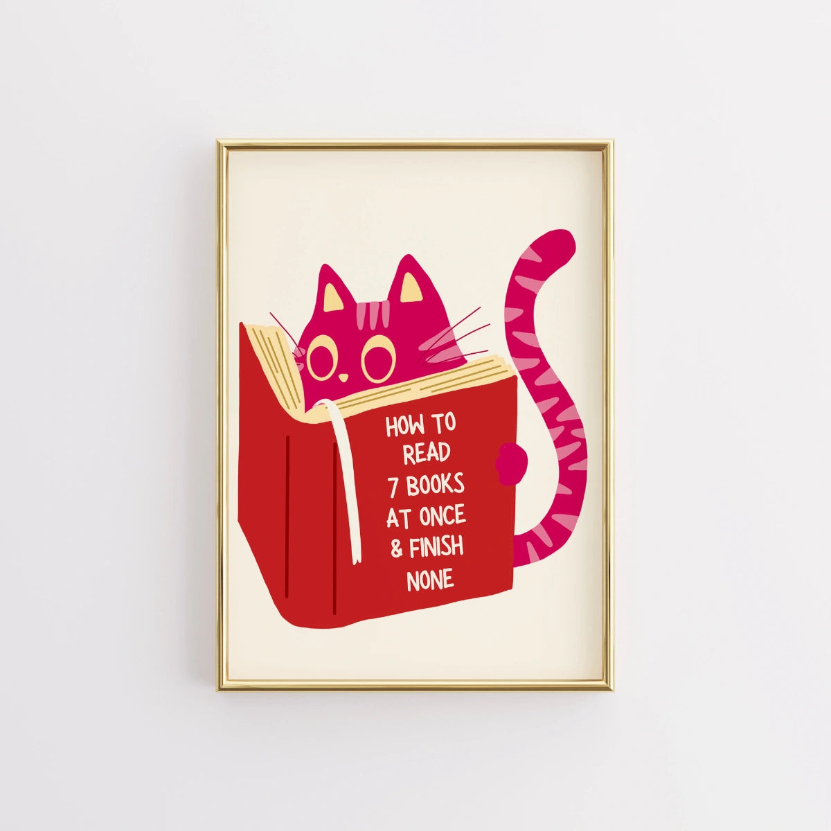 Cat Reading Print – Funny Book Lover Wall Art
