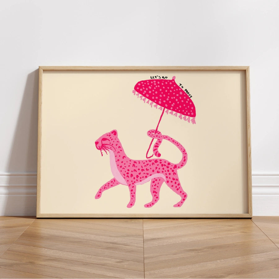 Wandbild „Pariser rosa Leopard“ – Ausgefallener maximalistischer Tierdruck