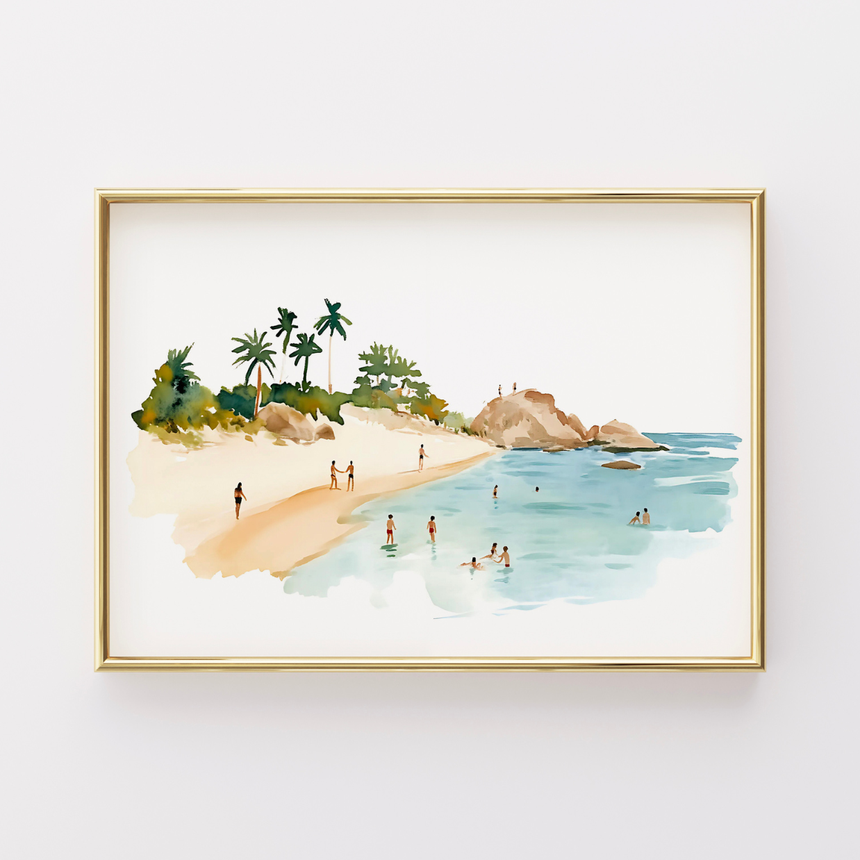 Tropical Beach Wall Art – Watercolor Summer Landscape Print