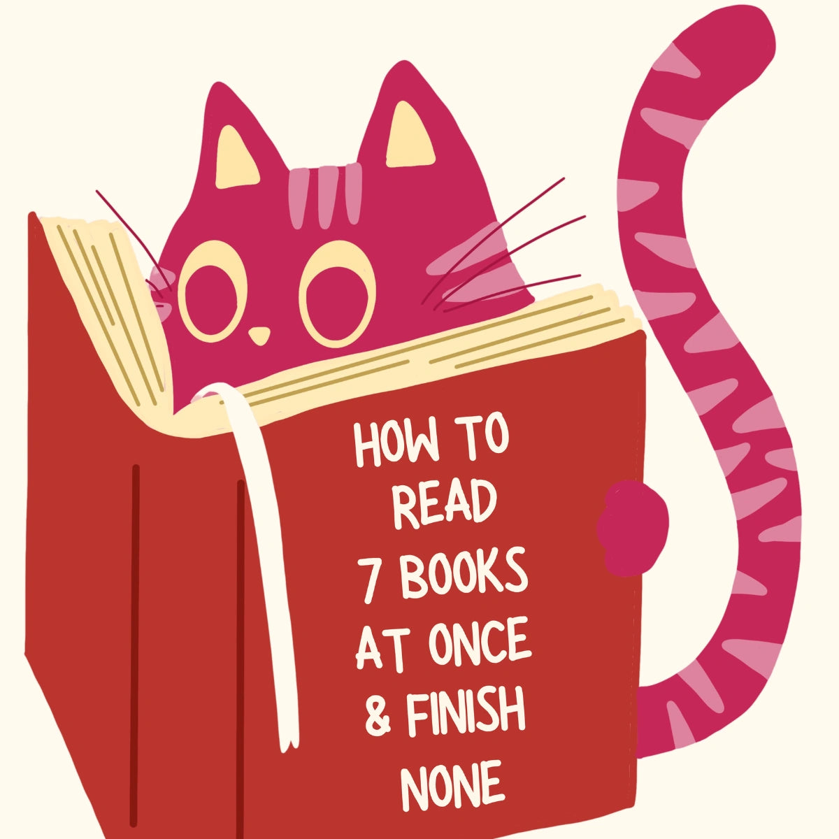 Cat Reading Print – Funny Book Lover Wall Art
