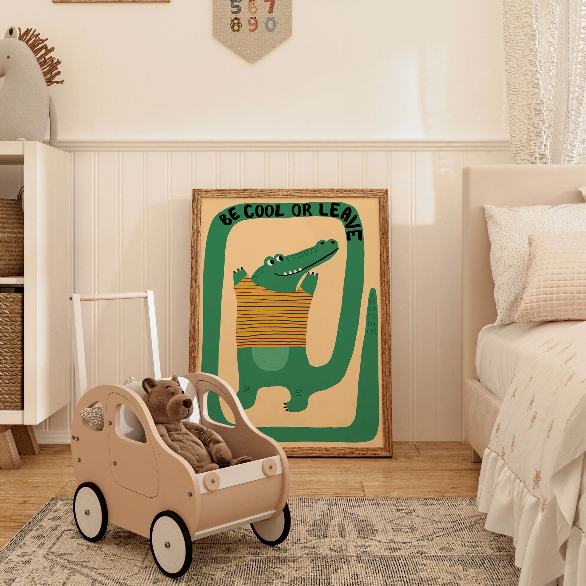 Be Cool or Leave Crocodile Wall Art – Funny Kids Room Print