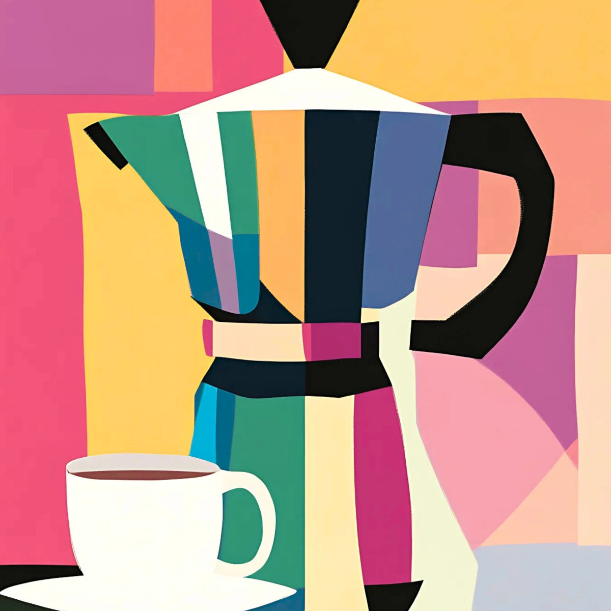 Moka Coffee Wall Art – Colorful Kitchen Print