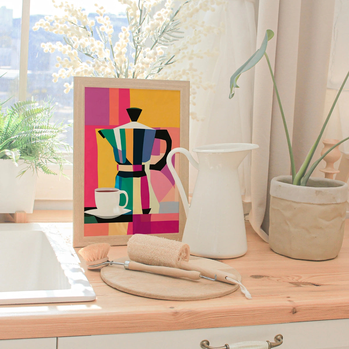 Moka Coffee Wall Art – Colorful Kitchen Print