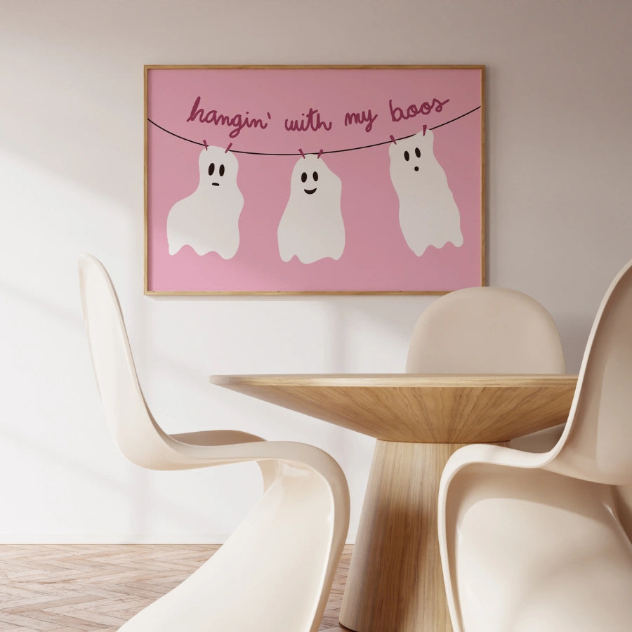 Hangin' with My Boos Wall Art – Pink Spooky Decor