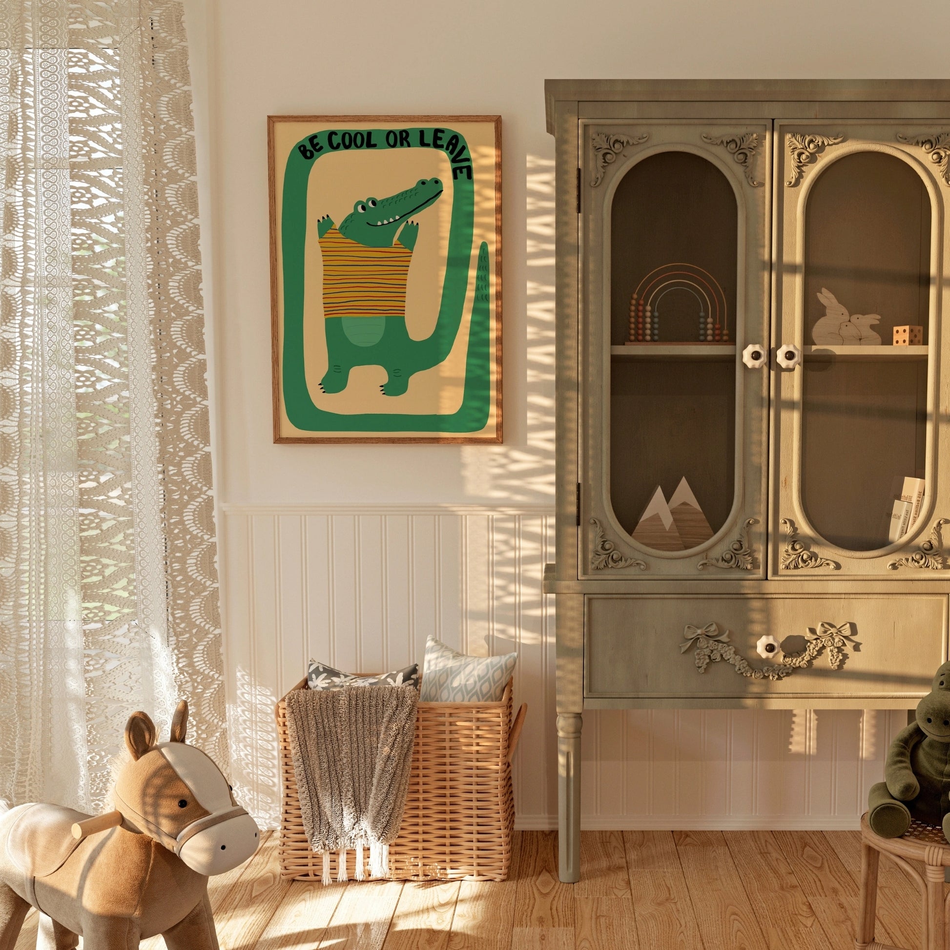 Be Cool or Leave Crocodile Wall Art – Funny Kids Room Print