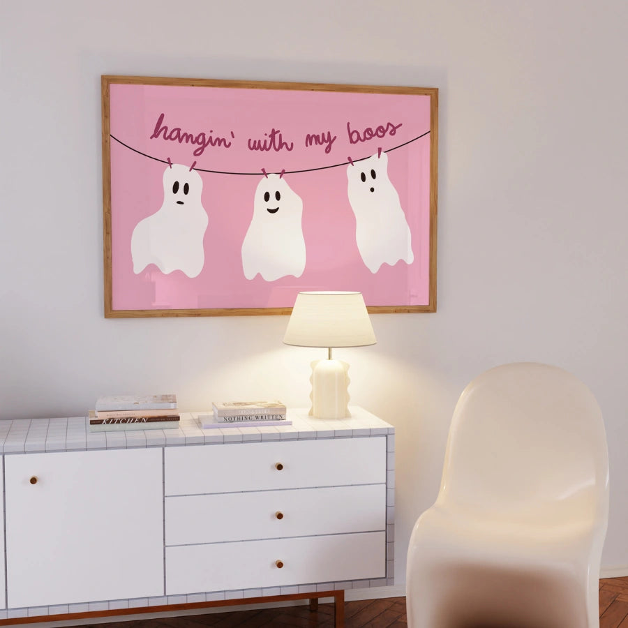 Hangin' with My Boos Wall Art – Pink Spooky Decor