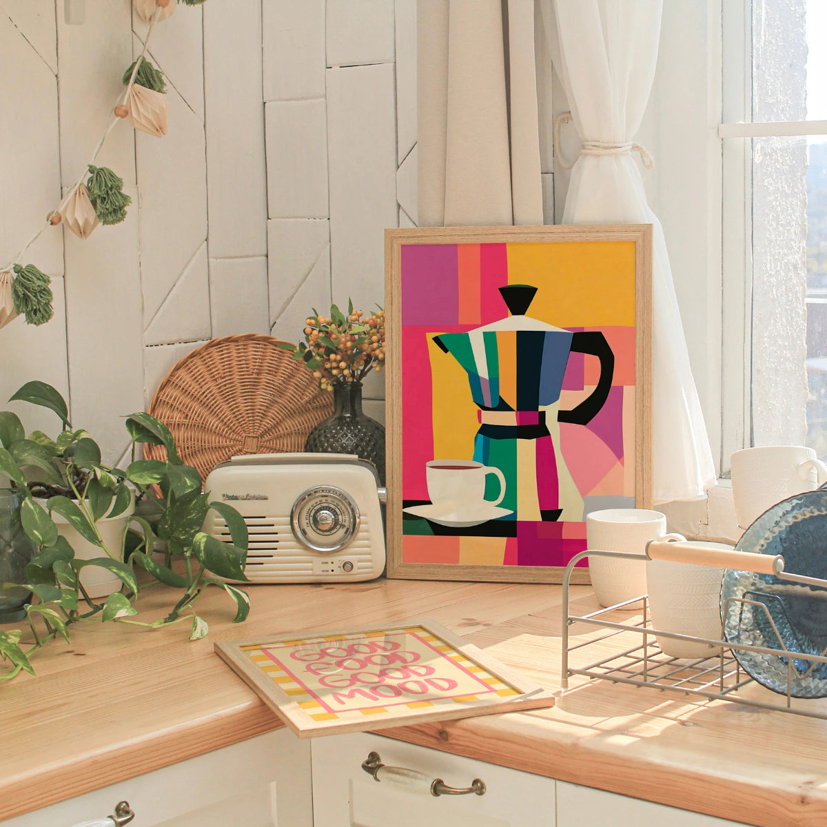 Moka Coffee Wall Art – Colorful Kitchen Print