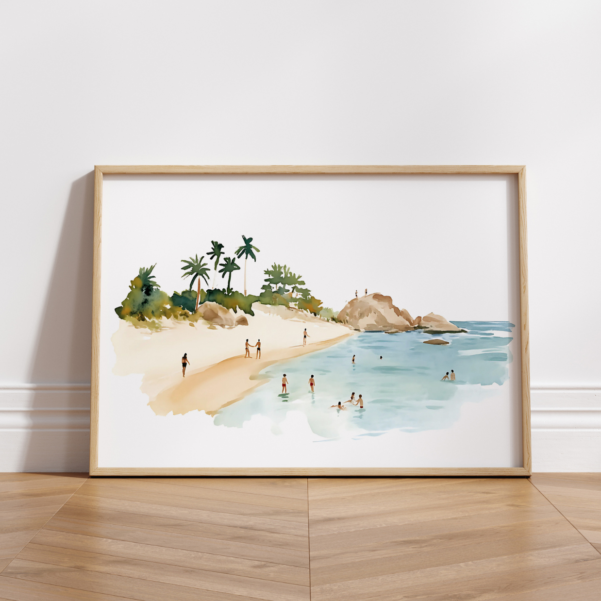 Tropical Beach Wall Art – Watercolor Summer Landscape Print