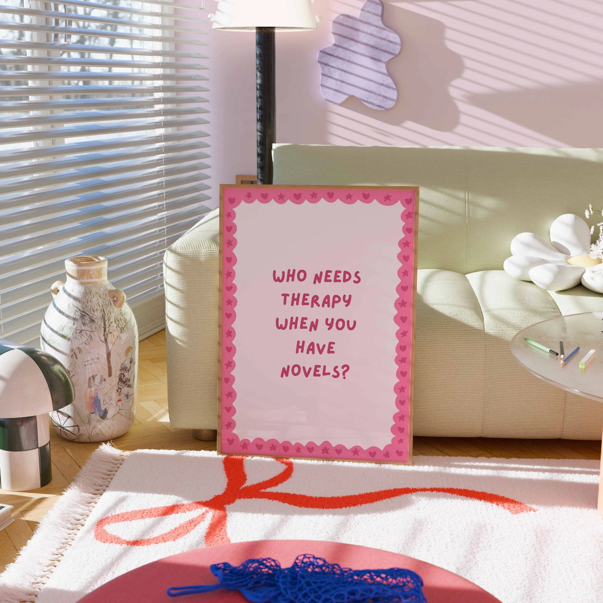 Who Needs Therapy  – Pink Bookish Print