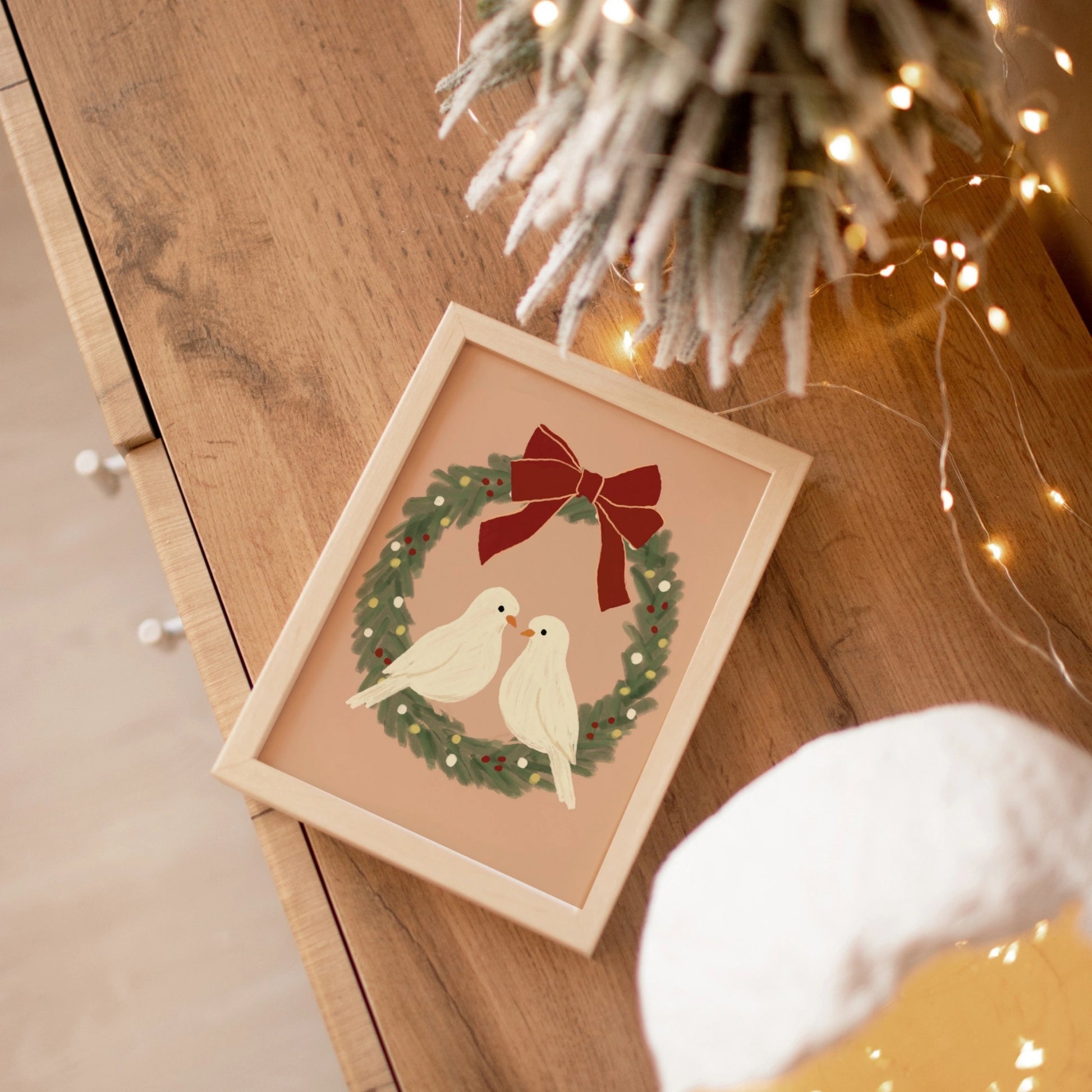 Christmas Wreath with Doves Wall Art