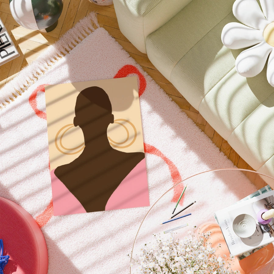 Bold Silhouette Boho Wall Art – Minimal Chic Portrait